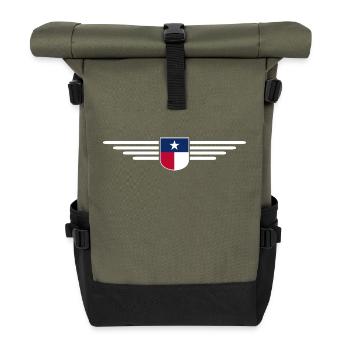 Texas Fan T-Shirt – Lone Star Style - Rolltop Rucksack - Olive/Schwarz - Vorne