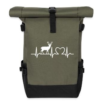 Hirsch ECG Curve - Heart Curve - Pulse - Roll Top Backpack - olive/black - Front