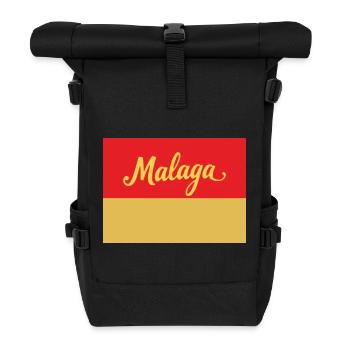 Malaga Retro Schriftzug auf warmen Farben - Rolltop Rucksack - Schwarz - Vorne