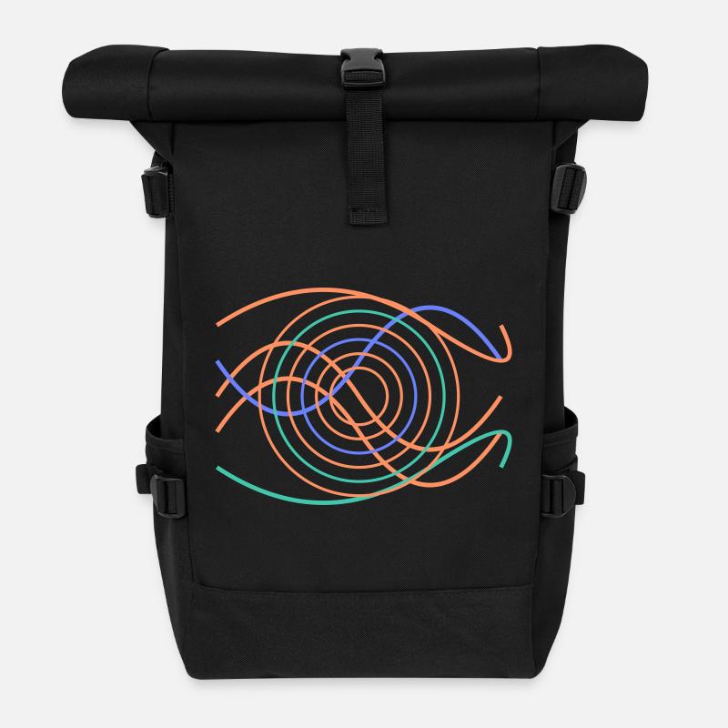Abstract wave design - Roll Top Backpack - black