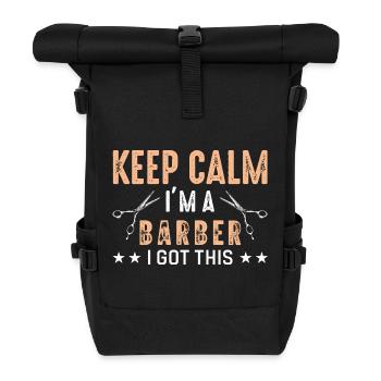 Barber keep calm - Roll Top Backpack - black - Front