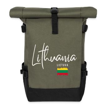 Lithuanian roots, flag of Lithuania - Roll Top Backpack - olive/black - Front