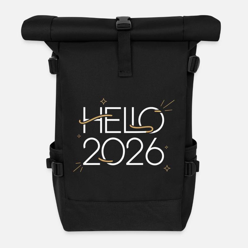 Neon Hallo 2026 - Rolltop Rucksack - Schwarz