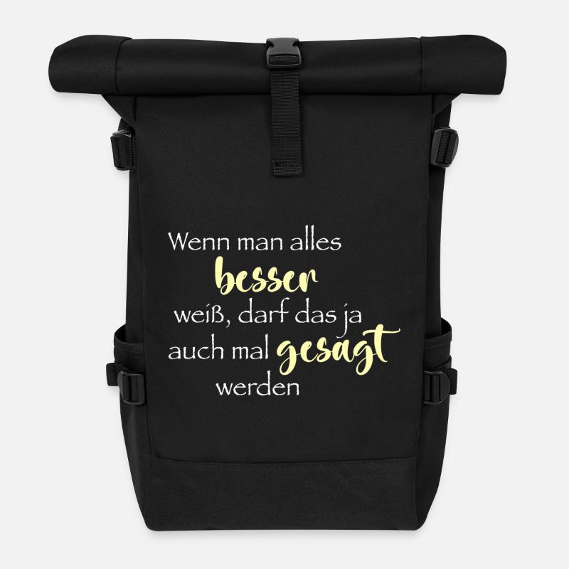 Wenn man alles besser weiß ... - Rolltop Rucksack - Schwarz