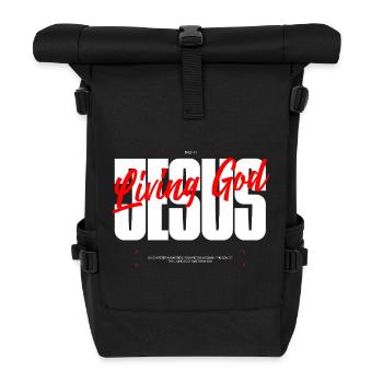 Lebender Gott Typografie Tee - Rolltop Rucksack - Schwarz - Vorne