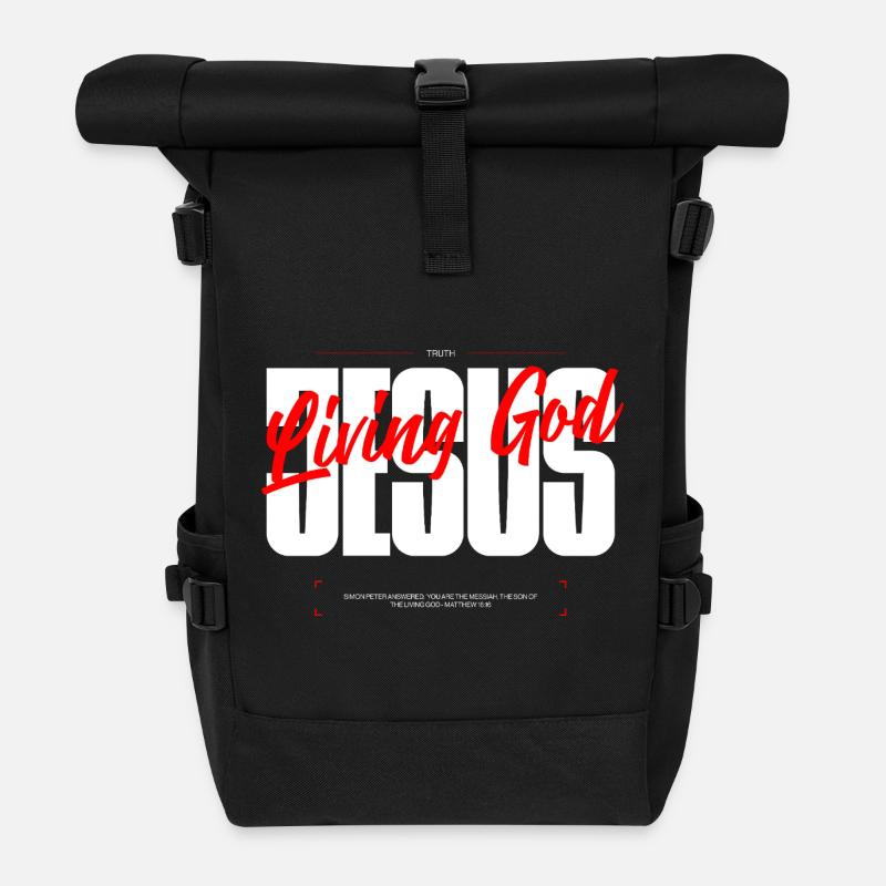 Typographie du Dieu vivant Tee - Sac à dos roll top - noir