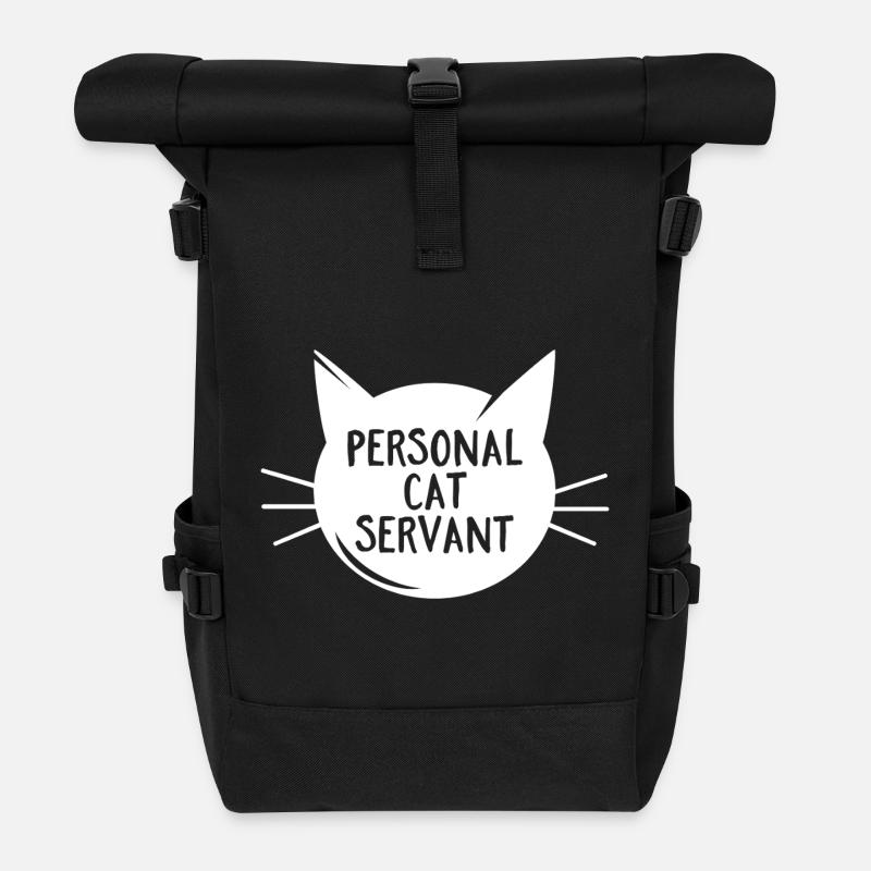 Personal Cat Servant - Roll Top Backpack - black