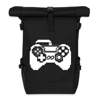 Game Controller Pixel Grafik - Rolltop Rucksack - Schwarz - Vorne