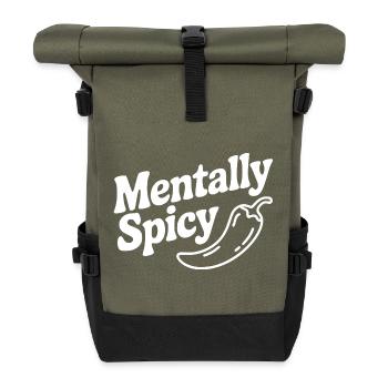 Mental scharf - Rolltop Rucksack - Olive/Schwarz - Vorne