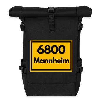 ALTE POSTLEITZAHL PLZ RETRO 6800 MANNHEIM Quadrate - Rolltop Rucksack - Schwarz - Vorne