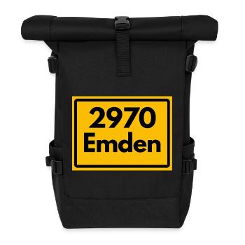 ALTE POSTLEITZAHL PLZ RETRO ⚓ 2970 Emden Moin moin - Rolltop Rucksack - Schwarz - Vorne