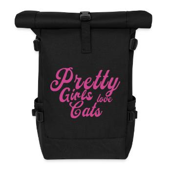 Pink Katzenliebe Spruch - Rolltop Rucksack - Schwarz - Vorne