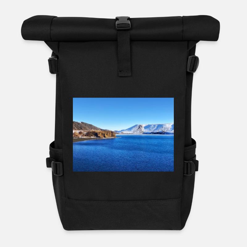 Arctic dreamy mountains - Roll Top Backpack - black