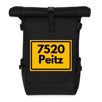 ALTE POSTLEITZAHL PLZ RETRO 7520 PEITZ - Rolltop Rucksack - Schwarz - Vorne