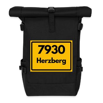 ALTE POSTLEITZAHL PLZ, BRANDENBURG 7930 HERZBERG - Rolltop Rucksack - Schwarz - Vorne