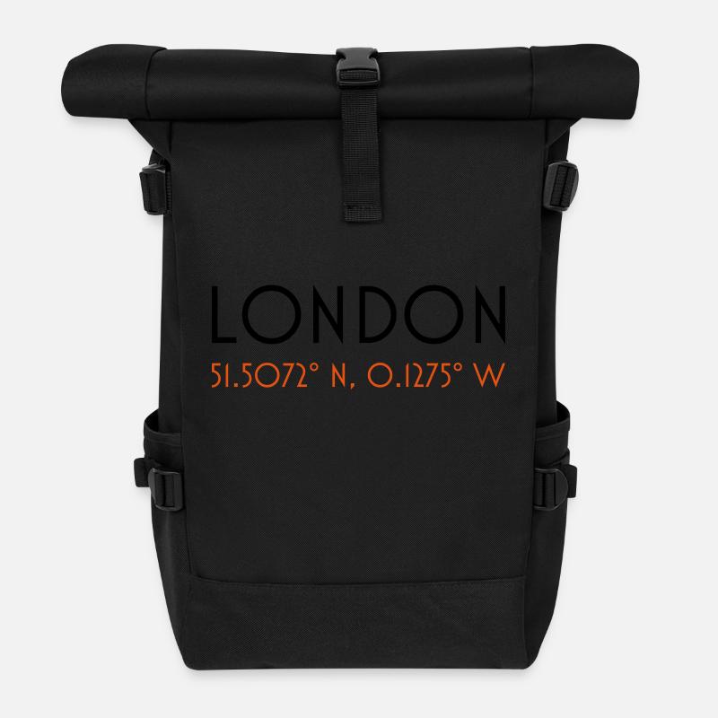 london coordinates - Rolltop Rucksack - Schwarz