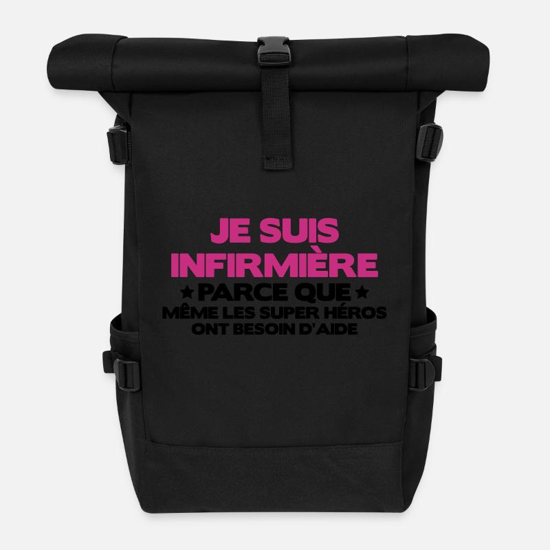 je suis infirmière - Sac à dos roll top - noir