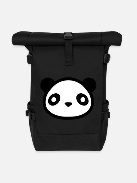 panda - Roll Top Backpack - black