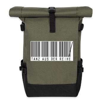 Tanz aus der Reihe (schwarz-weiß Druck) - Rolltop Rucksack - Olive/Schwarz - Vorne