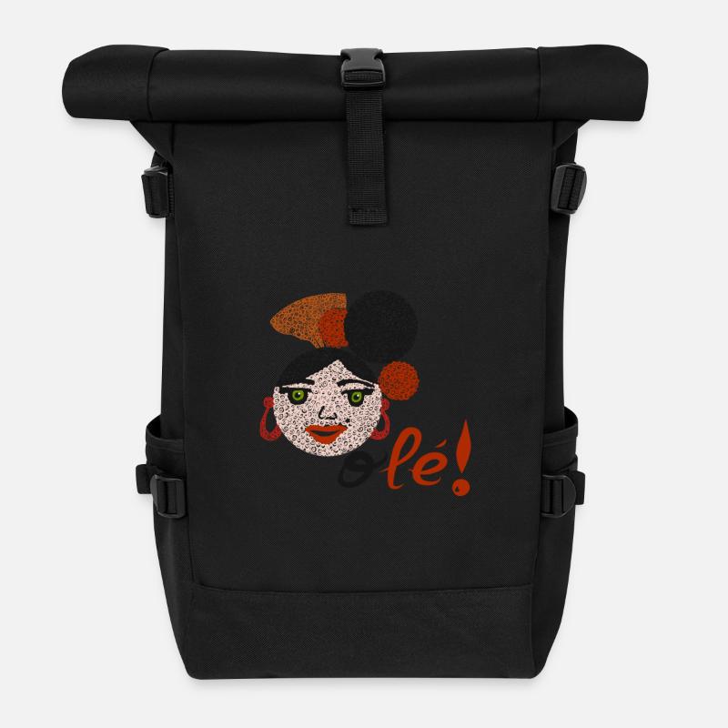 Flamenco und OLEE!! - Rolltop Rucksack - Schwarz