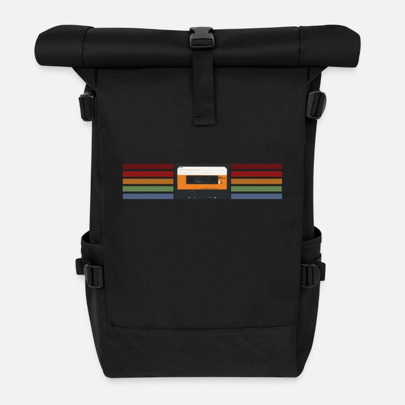 Analog Kassette Retro Style - Rolltop Rucksack - Schwarz