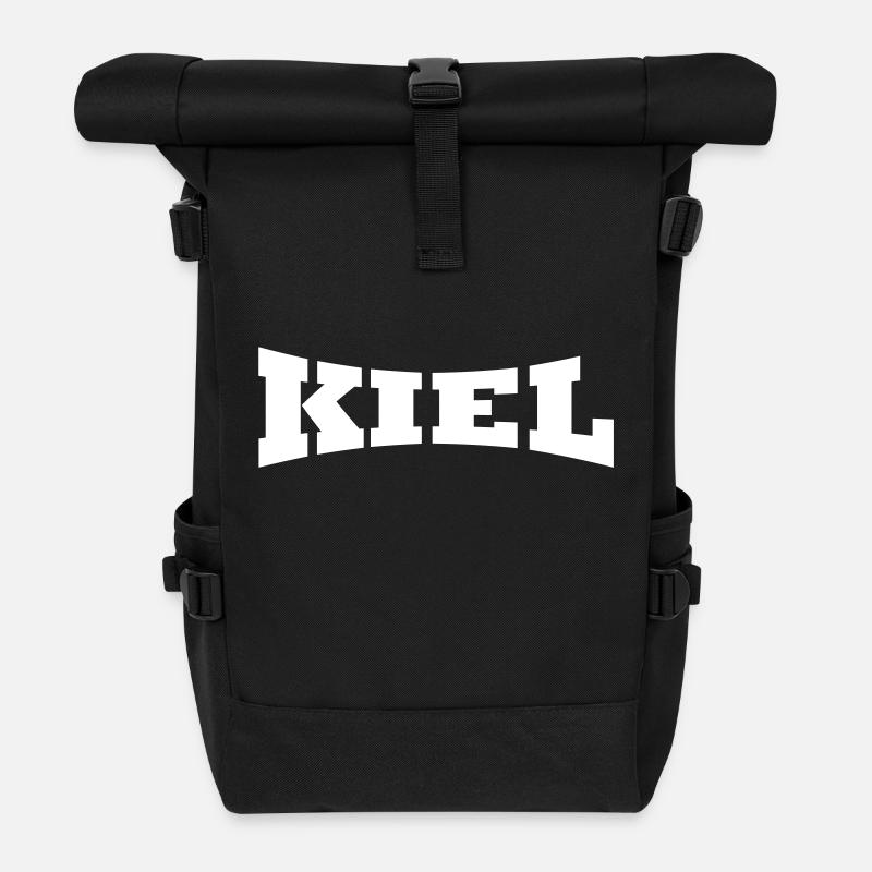 Kiel lettering - Roll Top Backpack - black