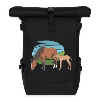 Jument et son poulain - Sac à dos roll top - noir - Devant