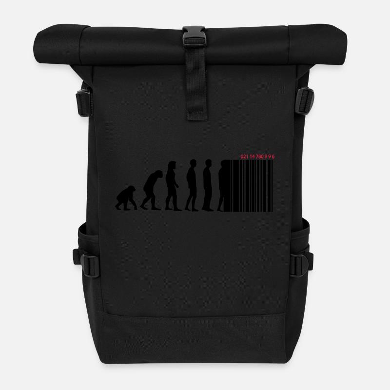 DARWIN - EVOLUTION SOCIETE - CODE BARRE - Sac à dos roll top - noir