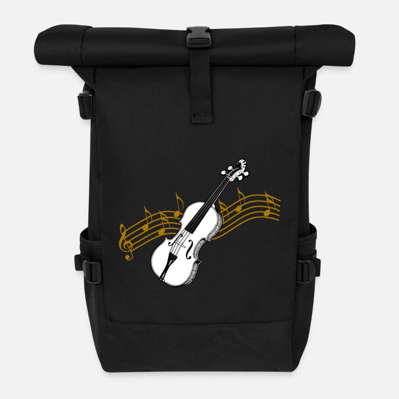 Geige mit Noten / Geige - Rolltop Rucksack - Schwarz