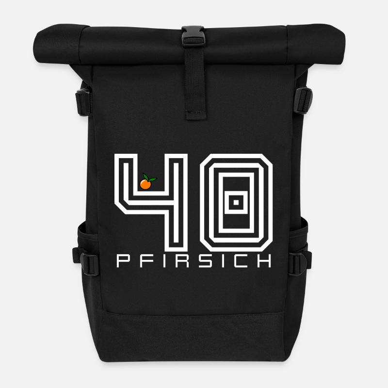 Pfirsich 40 Shirt Lustiger Geburtstag Spruch - Rolltop Rucksack - Schwarz