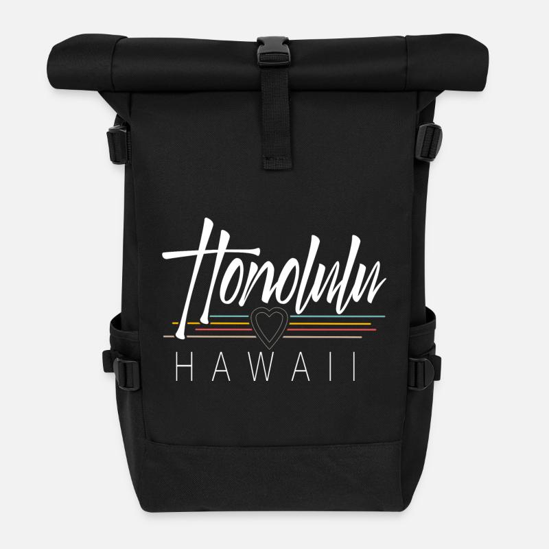 Honolulu Hawaii - Rolltop Rucksack - Schwarz
