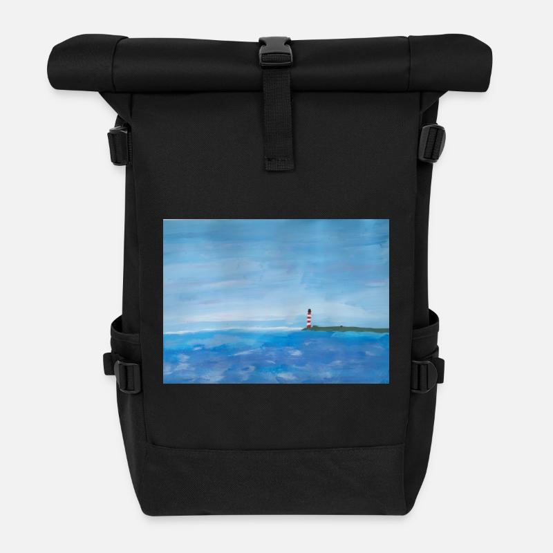 Meer Küste Leuchtturm Malerei - Rolltop Rucksack - Schwarz