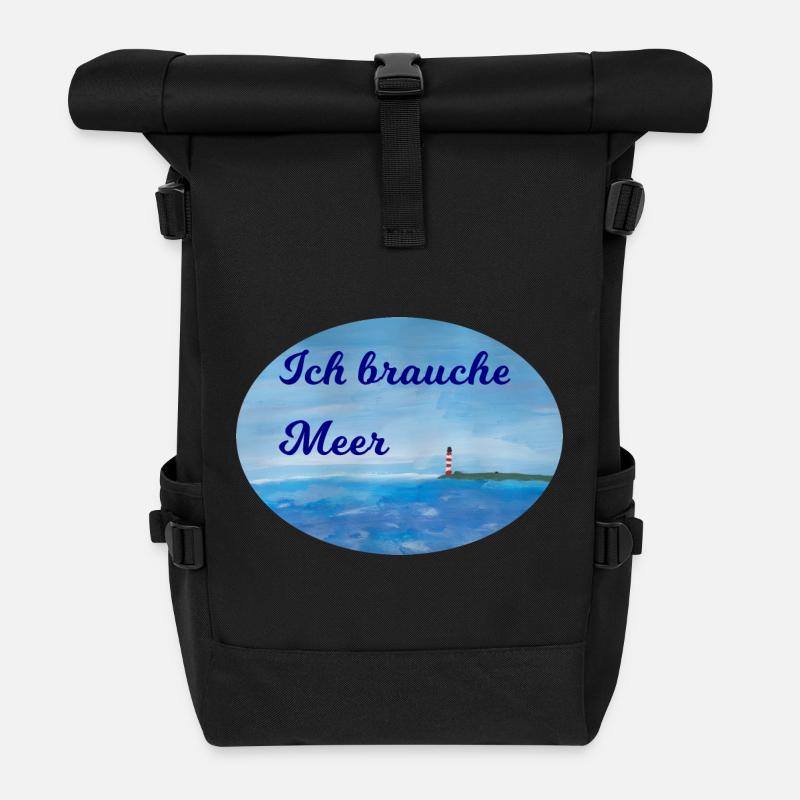 Meer Spruch - Rolltop Rucksack - Schwarz