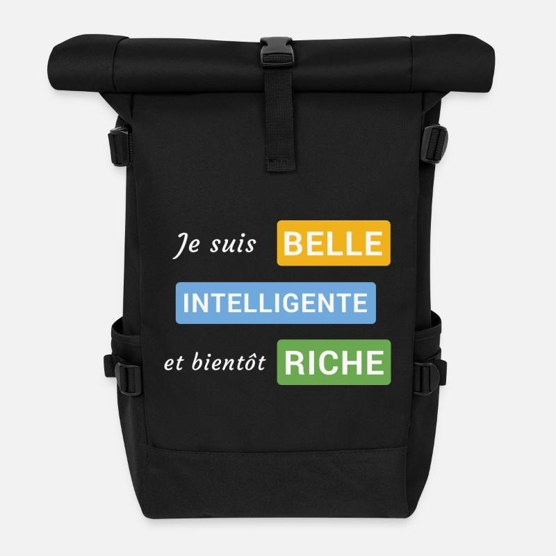 Je suis belle, intelligente et bientôt riche - Sac à dos roll top - noir