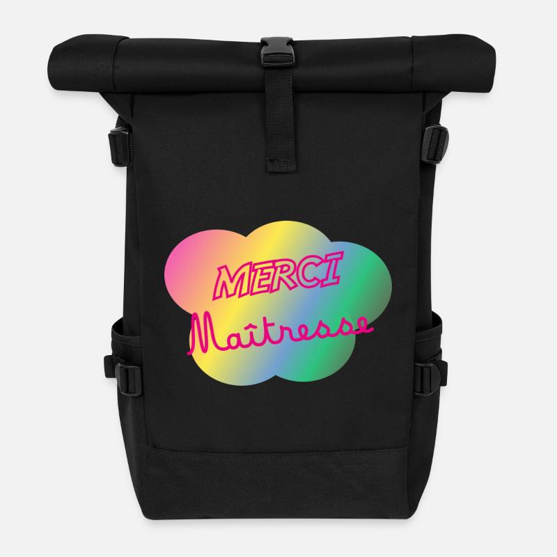 MAÎTRESSE. MAITRE. MERCI. MERCI MAÎTRESSE - Sac à dos roll top - noir