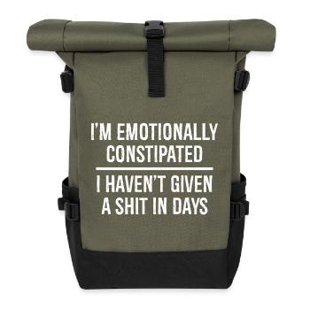Ich bin emotional verstopft komisches Hemd - Rolltop Rucksack - Olive/Schwarz - Vorne