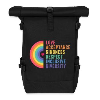 Mois de la fierté LGBT - Amour. Acceptation. Bonté. - Sac à dos roll top - noir - Devant