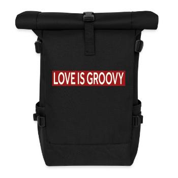 LOVE IS GROOVY - Rolltop Rucksack - Schwarz - Vorne