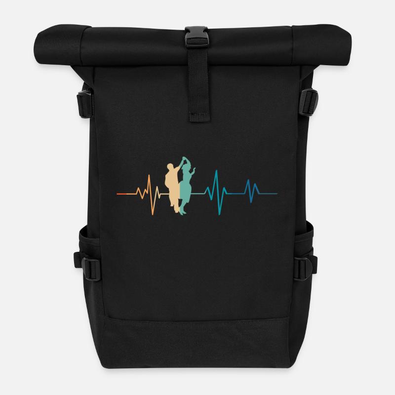Retro Tanz Herzschlag - Rolltop Rucksack - Schwarz