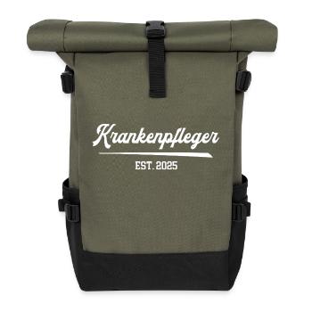 Krankenpfleger 2025 Pflegekraft Beruf Pfleger - Rolltop Rucksack - Olive/Schwarz - Vorne
