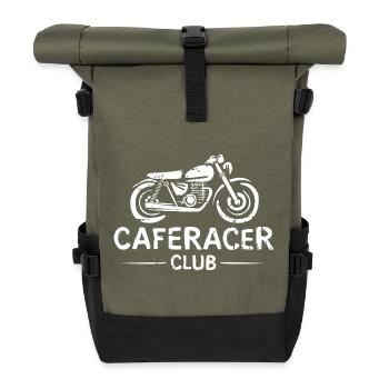 Moped caferacer club - Motorcycle and bike love - Roll Top Backpack - olive/black - Front