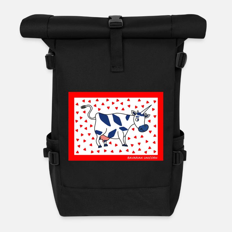 BAVARIAN UNICORN - Herzen - Rolltop Rucksack - Schwarz