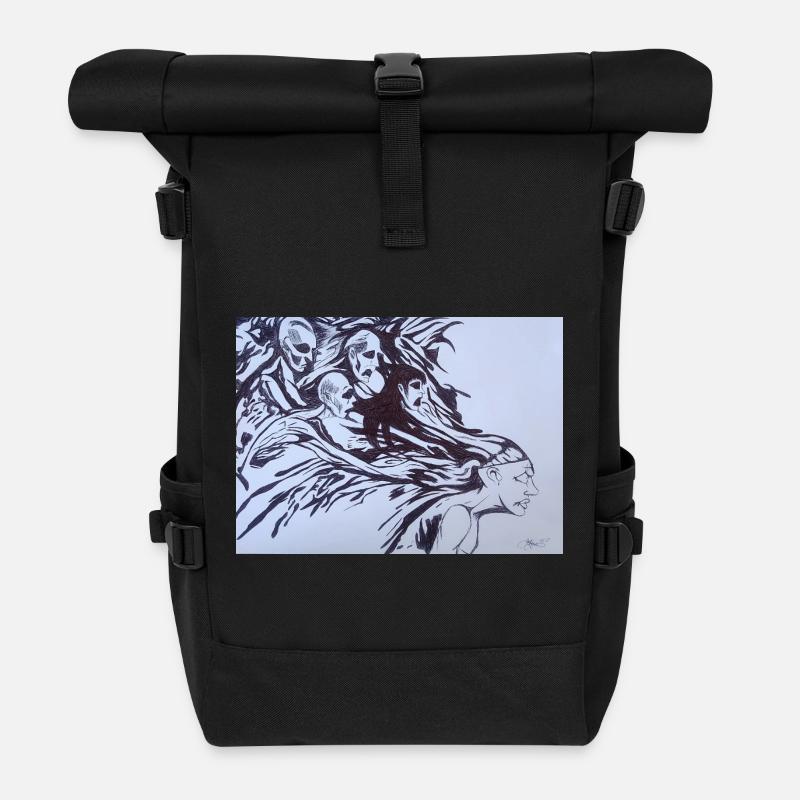 Zerrbilder - Rolltop Rucksack - Schwarz