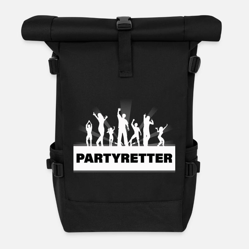 PARTYRETTER - Rolltop Rucksack - Schwarz