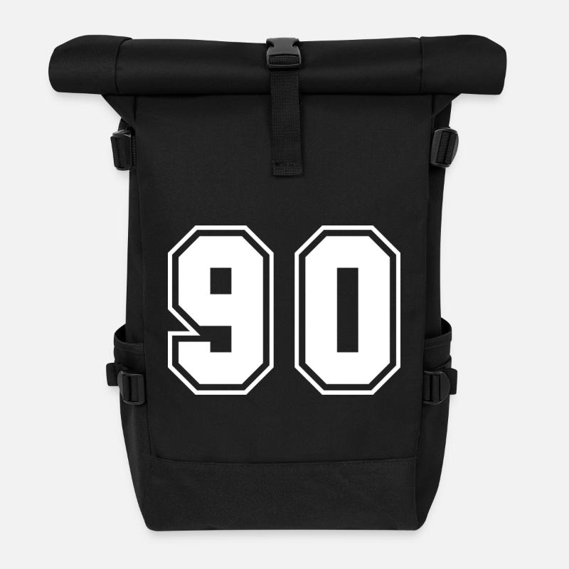 Retro Nummernblock Design in Schwarz Weiß - Rolltop Rucksack - Schwarz