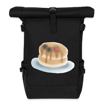Sweet Berry Pancakes Illustration - Roll Top Backpack - black - Front