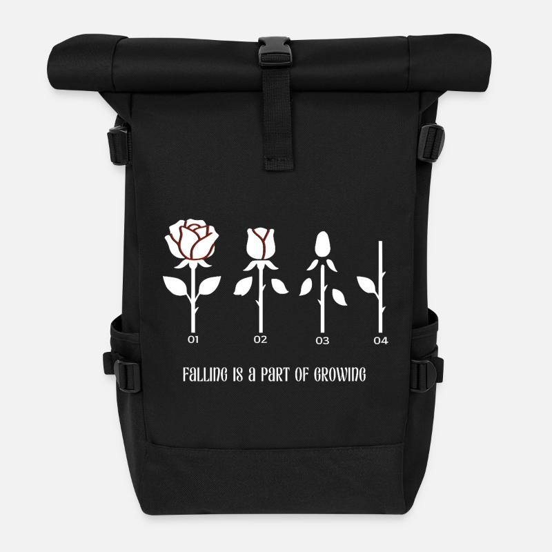 Minimalistische Rose Modern Line Art - Rolltop Rucksack - Schwarz