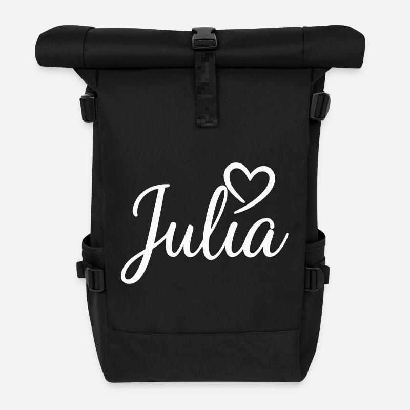 Julia Namensschrift mit Herz - Rolltop Rucksack - Schwarz