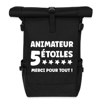 5-Sterne-Gastgeber - Rolltop Rucksack - Schwarz - Vorne