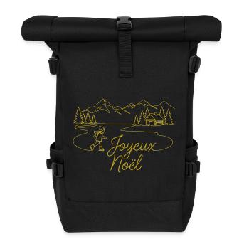 Joyeux Noël Christmas winter landscape - Roll Top Backpack - black - Front